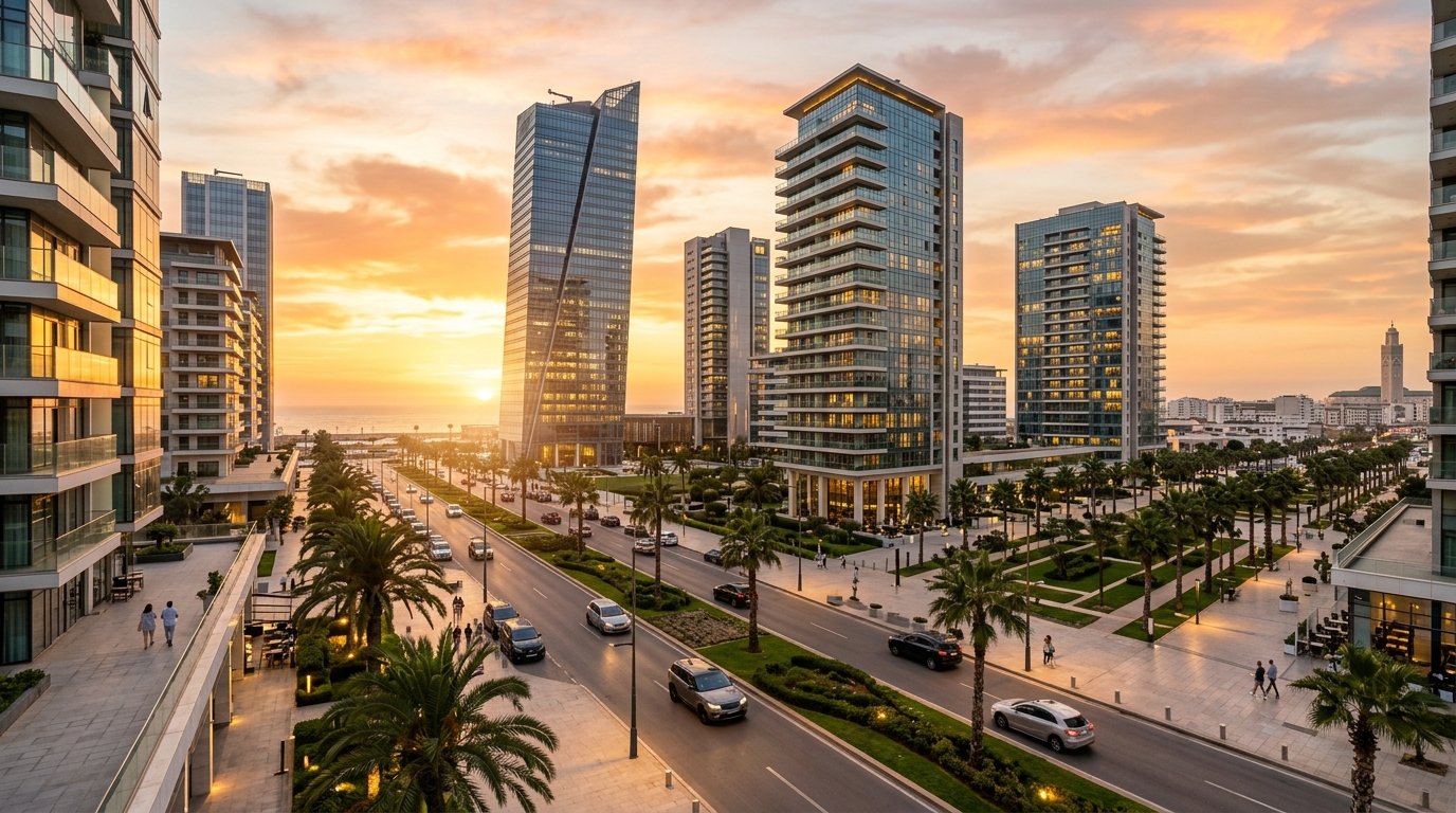 Casablanca skyline at sunset